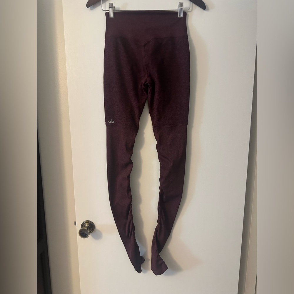 Alo Yoga Goddess Ruched Burgundy Leggings Womens Size S - Picture 2 of 7